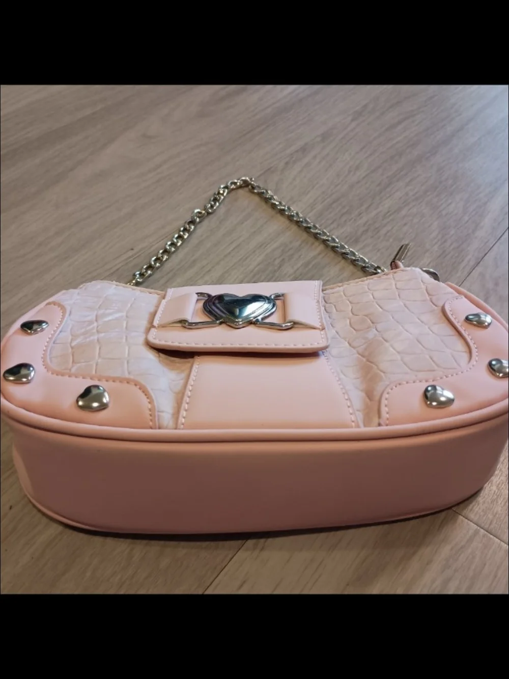 Pink Heart-Accent Shoulder Bag  New ,